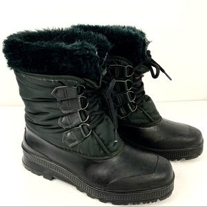 Sorel Black Rubber Sole Winter Women Snow Rain Boots 9
